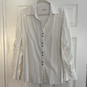 White Free People Flowy Button-Up Blouse